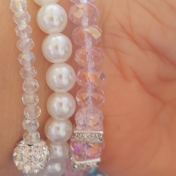 Set Of 3 Bracelts , Pearl, Crystal, - Picture 9 of 11